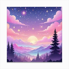 Sky With Twinkling Stars In Pastel Colors Square Composition 170 Canvas Print