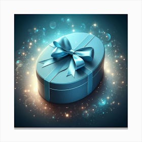 Blue Gift Box With Bow Canvas Print