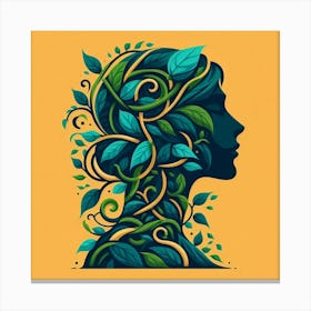 Portrait Of A Woman With Leaves 2 Canvas Print