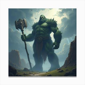 A Towering Giant With A Club, Surrounded By Thunderclouds 1 Canvas Print