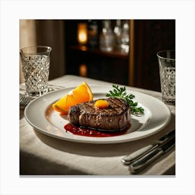 Steak On A Plate 1 Canvas Print