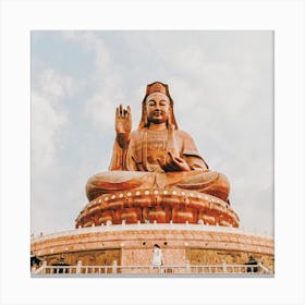 Copper Buddha Statue Square Canvas Print