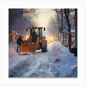 Snow Plowing In The City Canvas Print