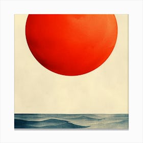 Red Sun Over The Ocean Canvas Print