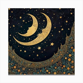 Moon And Stars 8 Canvas Print