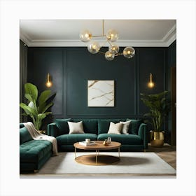Green Living Room 2 Canvas Print