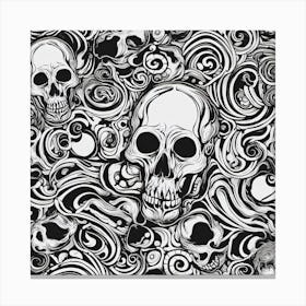 Seamless Pattern With Skulls Canvas Print