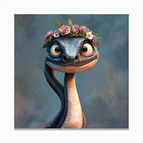 Snake With Flowers On Its Head Canvas Print