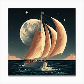 Sailboat In The Moonlight Canvas Print