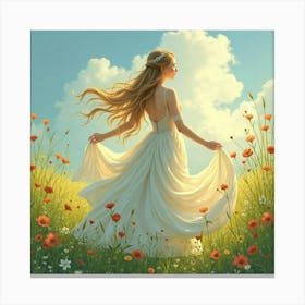 Beautiful Empress In A Watercolor Lush Meadow 1 Canvas Print