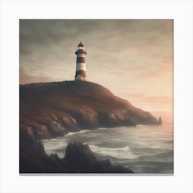 Lighthouse At Sunset 1 Canvas Print