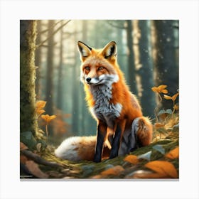 Fox In The Forest 105 Canvas Print