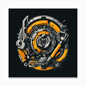 Logo Vector Tools Wrench Hammer Screwdriver Saw Pliers Drill Gear Nuts Bolts Spanner Ch (11) Canvas Print