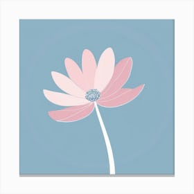 A White And Pink Flower In Minimalist Style Square Composition 400 Canvas Print