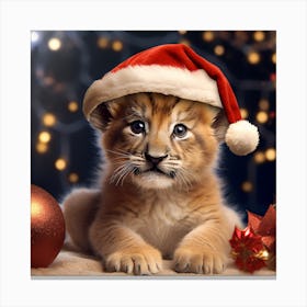 Christmas Lion Cub Canvas Print