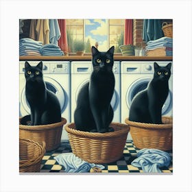 Three Cats In Baskets Canvas Print