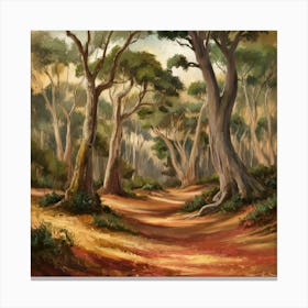 Tranquil Forest Reverie Twisted Trees And Rustling Leaves (3) Canvas Print