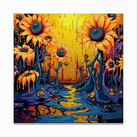 Sunflowers By Person Canvas Print