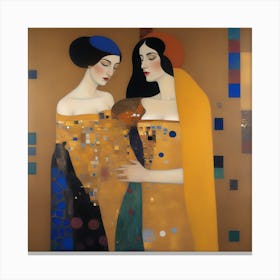 Two Women in the style of Gustav Klimt Canvas Print