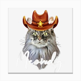 Funny Mashup Between Meow And Howdy Canvas Print