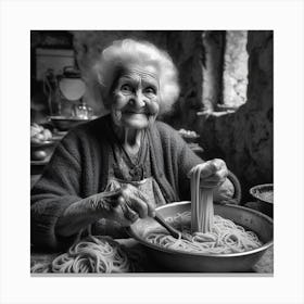 Grandmother Making Pasta Canvas Print