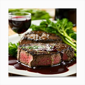 Steak With Red Wine Canvas Print