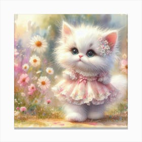 Little Kitten In A Dress Canvas Print