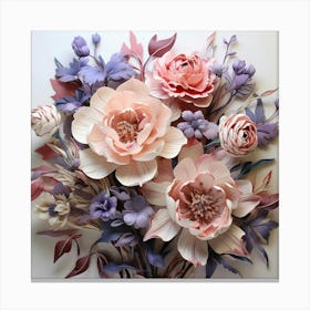 Paper Flowers Bouquet Canvas Print