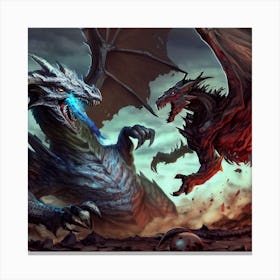 Two Dragons Fighting 11 Canvas Print