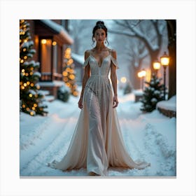 Winter Wedding Dress 2 Canvas Print