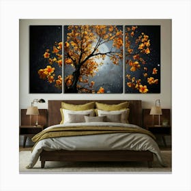 Tree On The Night Sky Canvas Print