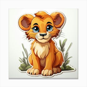 Lion Cub Sticker 4 Canvas Print