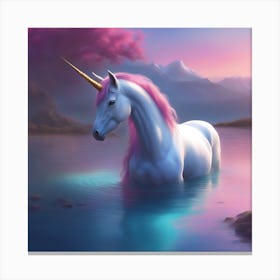 Unicorn In Water Canvas Print