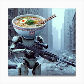 Robot Ramen Soldier Canvas Print