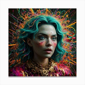 Girl With Blue Hair 1 Canvas Print