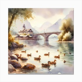 Watercolor Of A Lake 2 Canvas Print