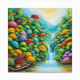 Waterfall In The Jungle 3 Canvas Print