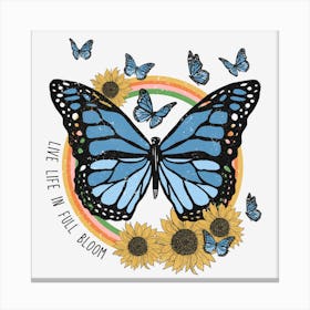 Butterfly With Sunflowers Canvas Print