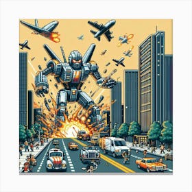 8-bit giant robot rampage 1 Canvas Print