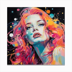 Girl With Colorful Hair 1 Canvas Print