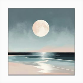 Full Moon At The Beach 2 Canvas Print