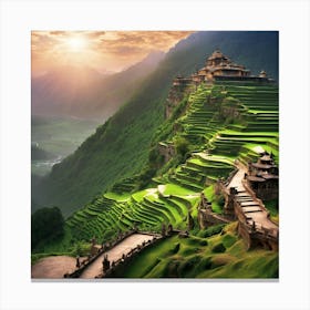 Rice Terraces At Sunrise Canvas Print