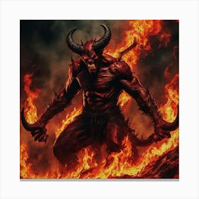 Demon In Flames Canvas Print