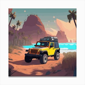 Jeep On The Beach 2 Canvas Print