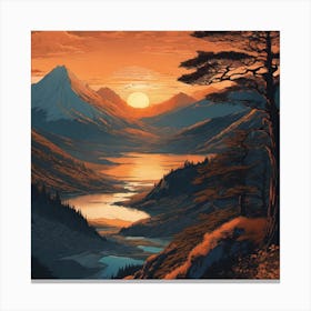 Sunset In The Mountains Canvas Print