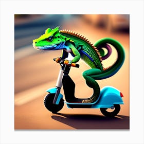 Lizard On A Scooter 1 Canvas Print