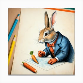 Rabbit Writing 11 Canvas Print