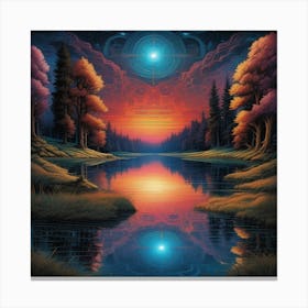 Sunset Over A Lake 1 Canvas Print