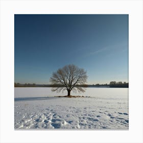 Lone Tree In The Snow Canvas Print