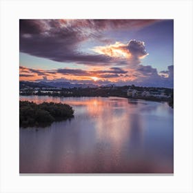 Sunset Over A Lake Canvas Print